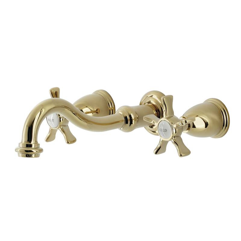 Hamilton Two-Handle 3-Hole Wall Mount Bathroom Faucet - Polished Brass