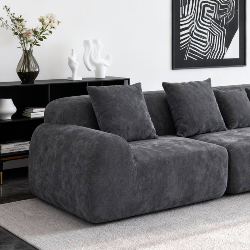 Boneless Sectional Cloud Couch Sofa for Living Room, 118" L-Shape Modular Velvet Sofa Modern Lounge Sleeper Couches with Chaise