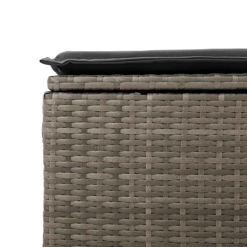 vidaXL Patio Sofa Set with Cushions Lounge Stools 2 Piece Poly Rattan Acacia - 21.7 x 21.7 x 14.6