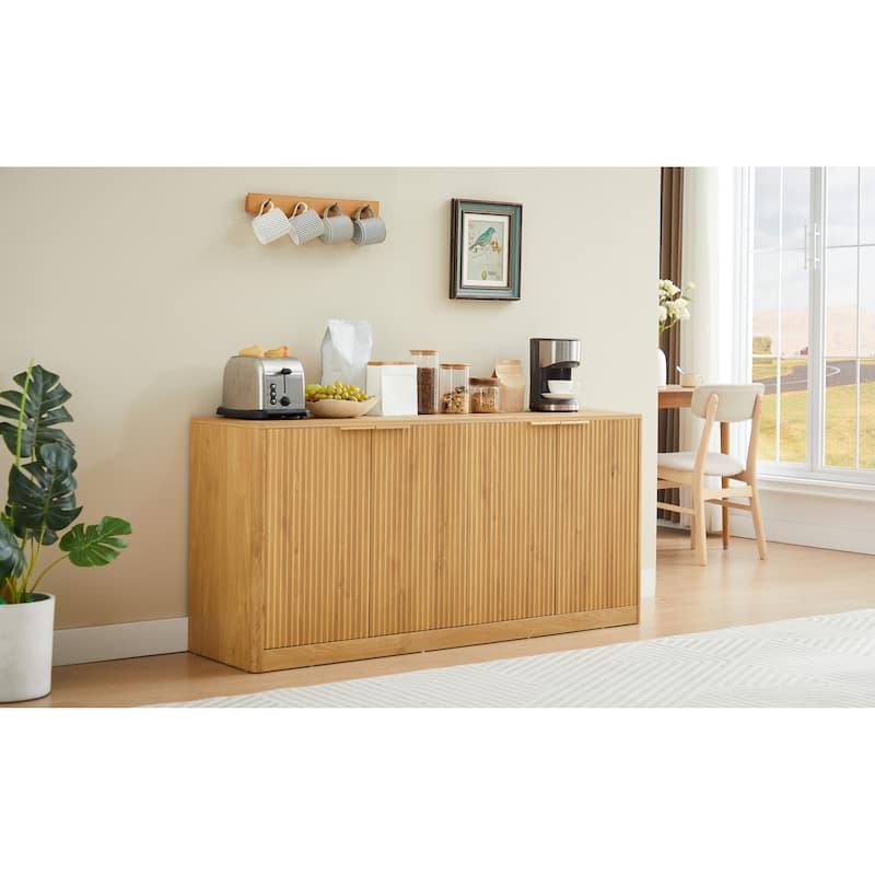 Modern Wavy Sideboard Large Buffet Storage Cabinet Entryway Floor Cabinet TV Stand Coffee Bar Cabinet