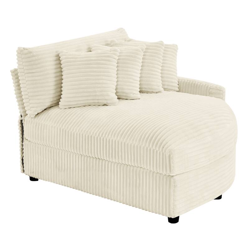 Oversized Fan-shaped Corduroy Couch, 2-piece Sectional Sofa with 4 & 8 Throw Pillows