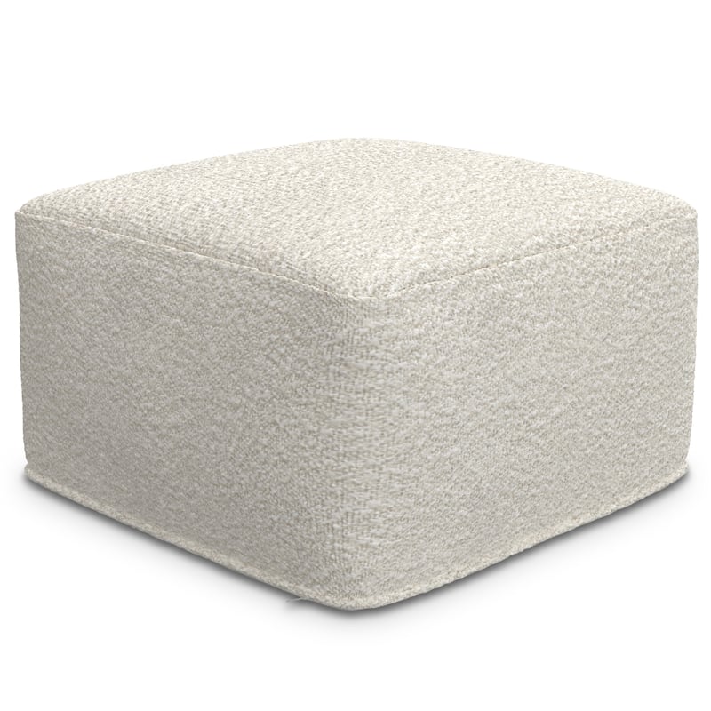 WYNDENHALL Lyanna Contemporary Square Pouf in Ivory Boucle