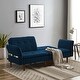 preview thumbnail 23 of 41, Modern Solid Wood Frame Tufted Sofa Bed with Adjustable Armrest Blue