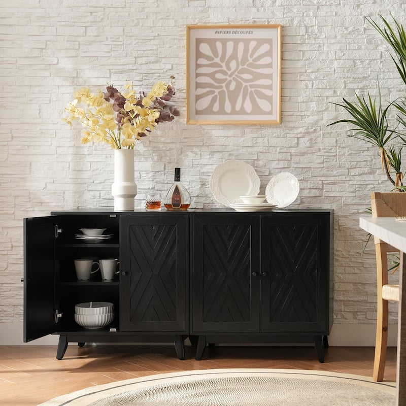 Joseph Midcentury 30"Tall 2 Door Accent Cabinet Set of 2 by HULALA HOME