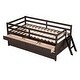 preview thumbnail 7 of 9, Low Loft Bed Twin Size with Full Safety Fence, Climbing ladder, Storage Drawers and Trundle White Solid Wood Bed