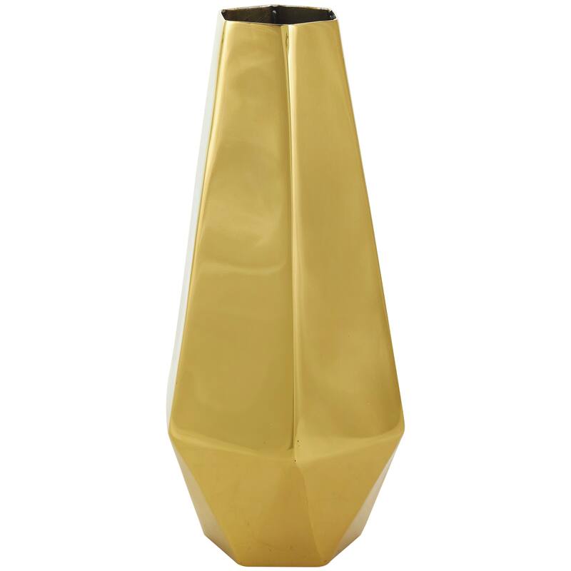 Silver or Gold Stainless Steel Metal Hexagon Shaped Geometric Vase with Varying Heights (Set of 3)