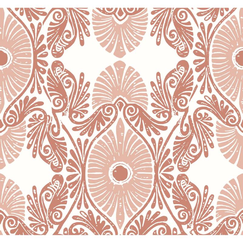 A-Street Prints Villa Raspberry Embellished Ogee Wallpaper