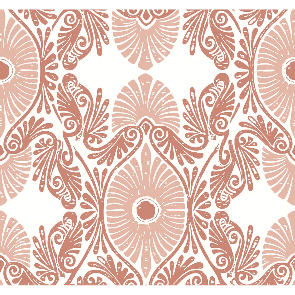 A-Street Prints Villa Raspberry Embellished Ogee Wallpaper