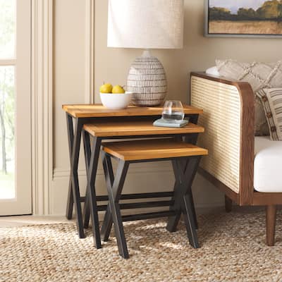 SAFAVIEH Anneli Stacking Nesting Tray Tables - 24.4" W x 17" L x 23.8" H - 24Wx17Dx24H