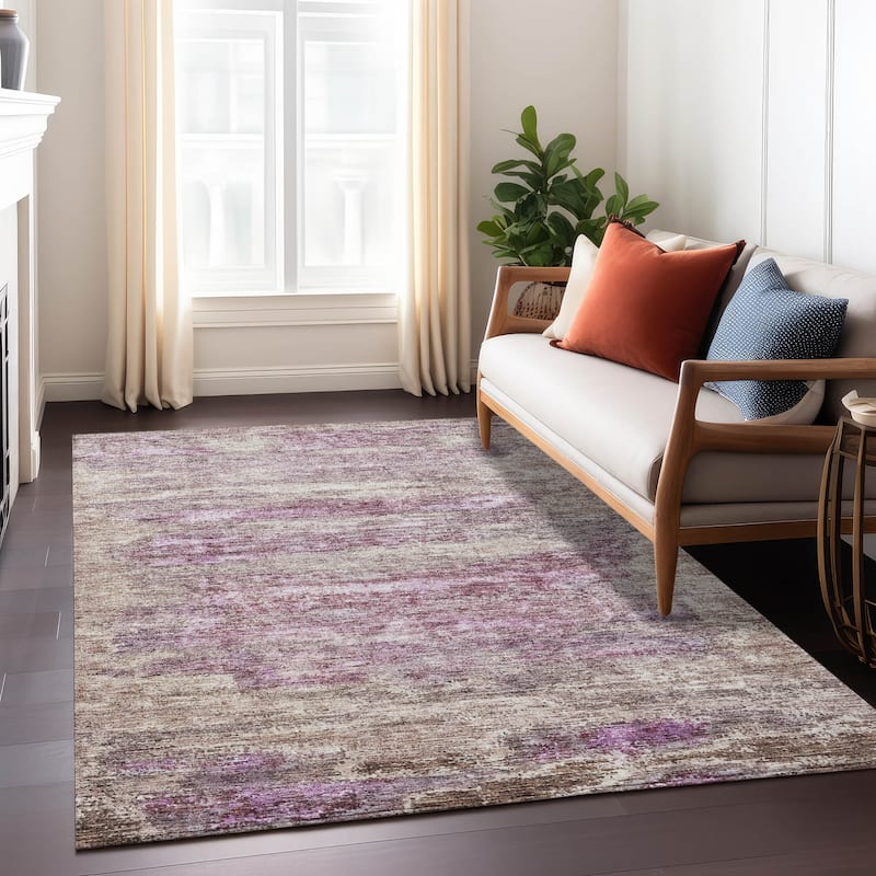 Machine Washable Indoor/ Outdoor Ombre Solid Chantille Rug