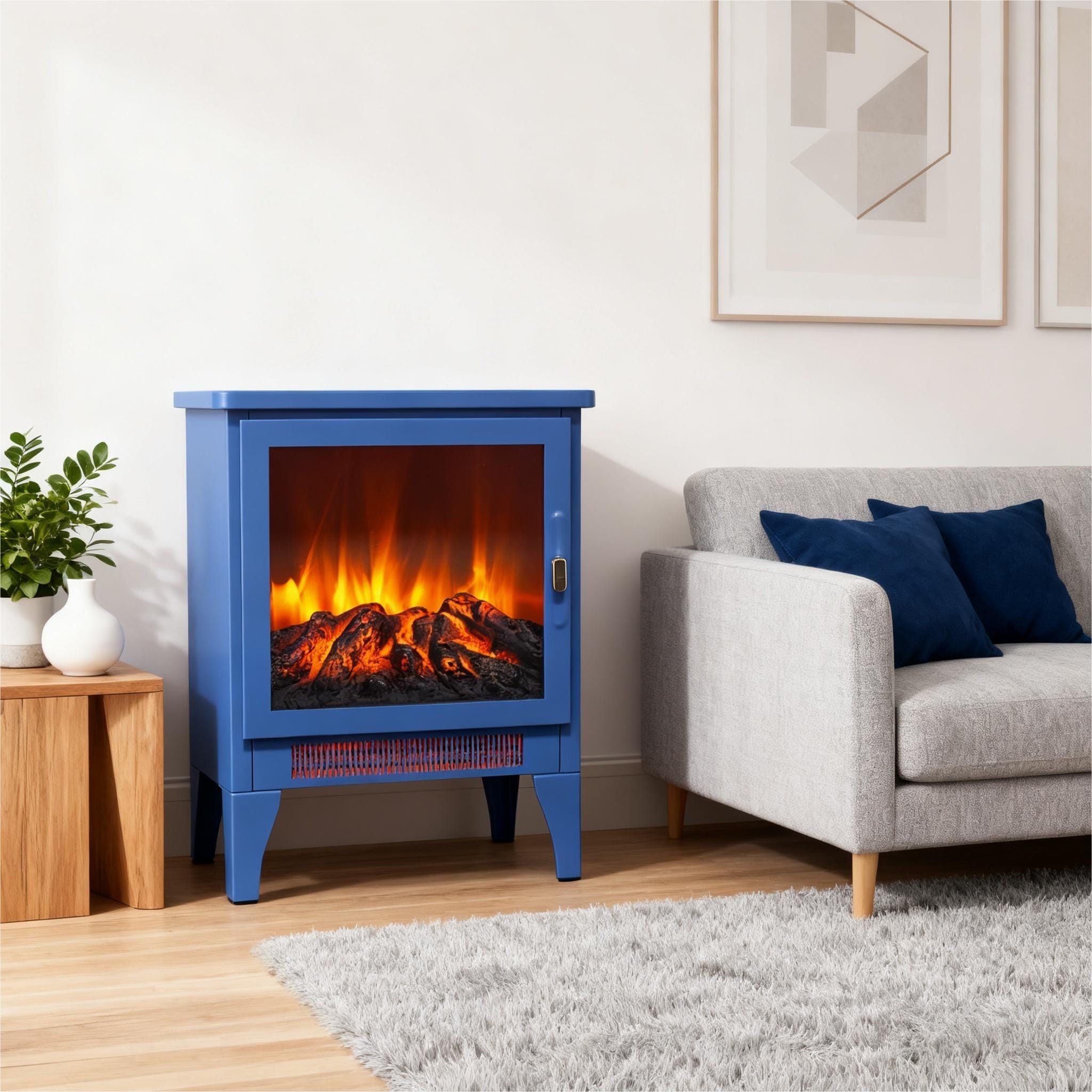17 inch Freestanding Electric Fireplace Stove heater with 3D Flame