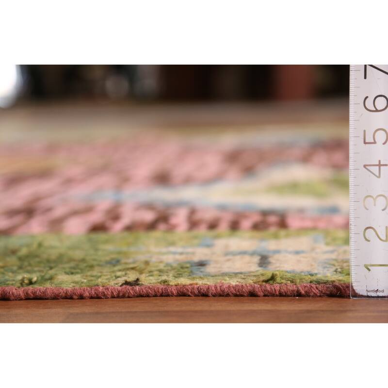 Pink Geometric Moroccan Oriental Rug Hand-Knotted Wool Carpet - 9'3" x 11'10"