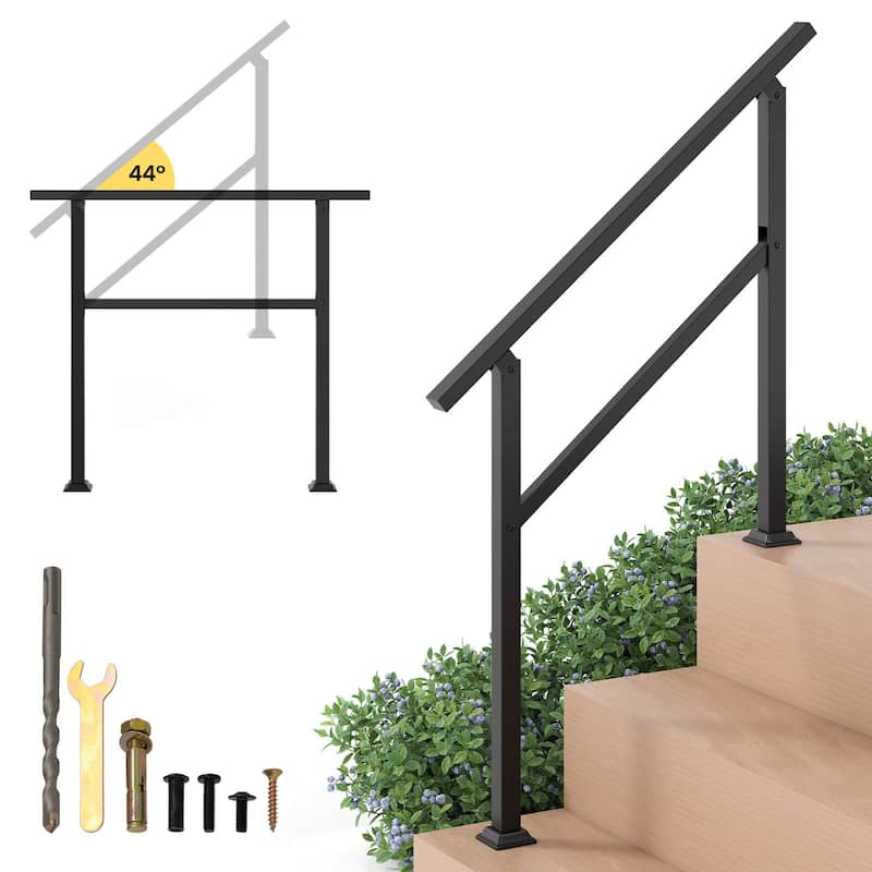 Costway 1/2 PCS Handrail for Outdoor 0-2/0-3 Steps with Flexible Angle - 1 pcs Suitable Steps: 0-3