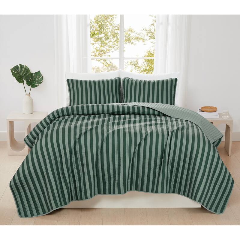Truly Soft Weston Stripe Brown 3 Piece Quilt Set