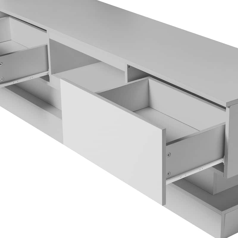 51.18" TV Stand with 2 Large Storage Drawer and LED Lights for TVs Up to 65"