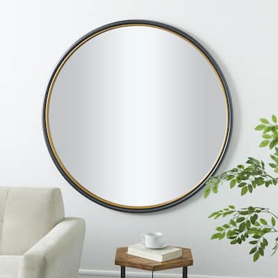 Black or Copper Metal Room Wall Mirror with Gold Inner Frame