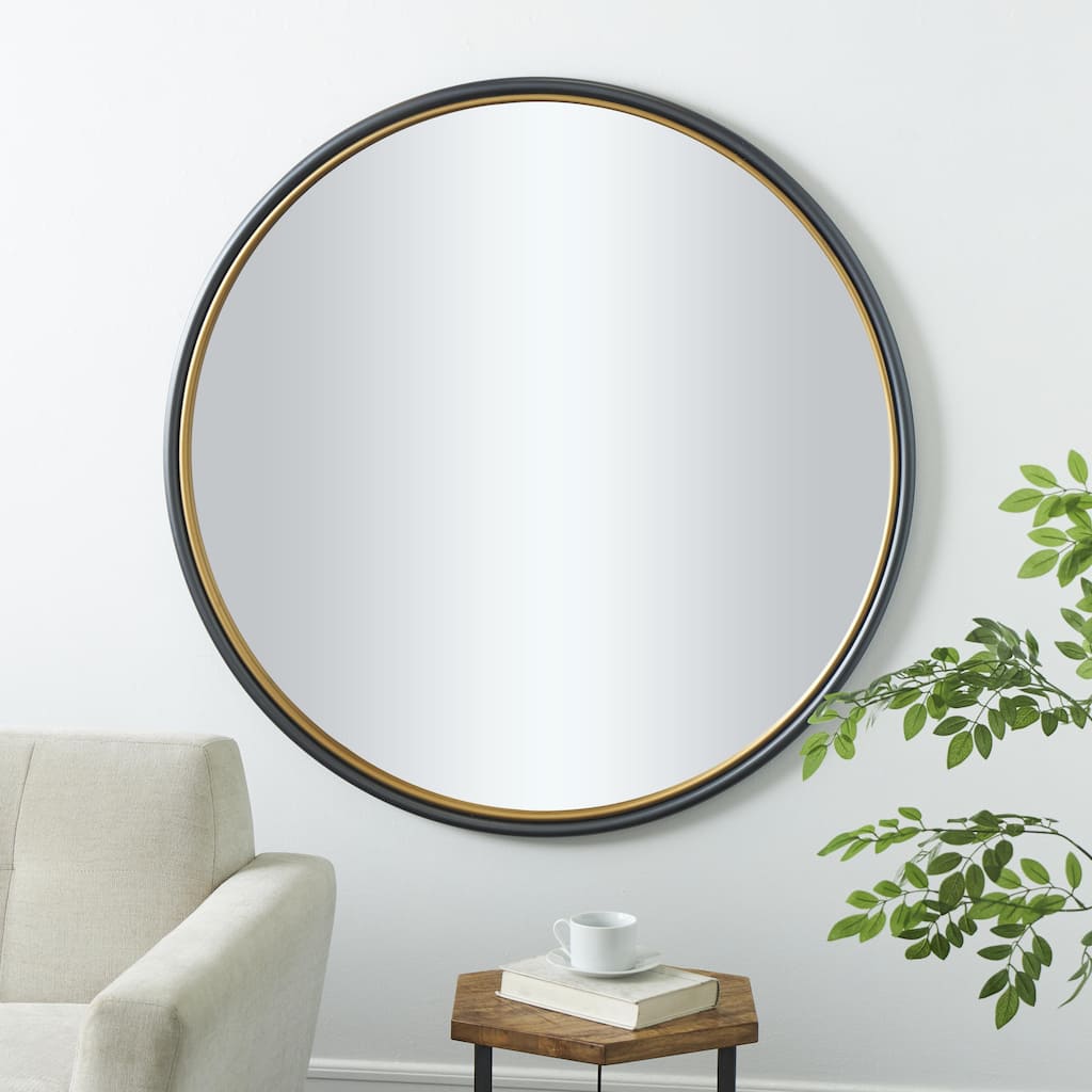 Black or Copper Metal Room Wall Mirror with Gold Inner Frame