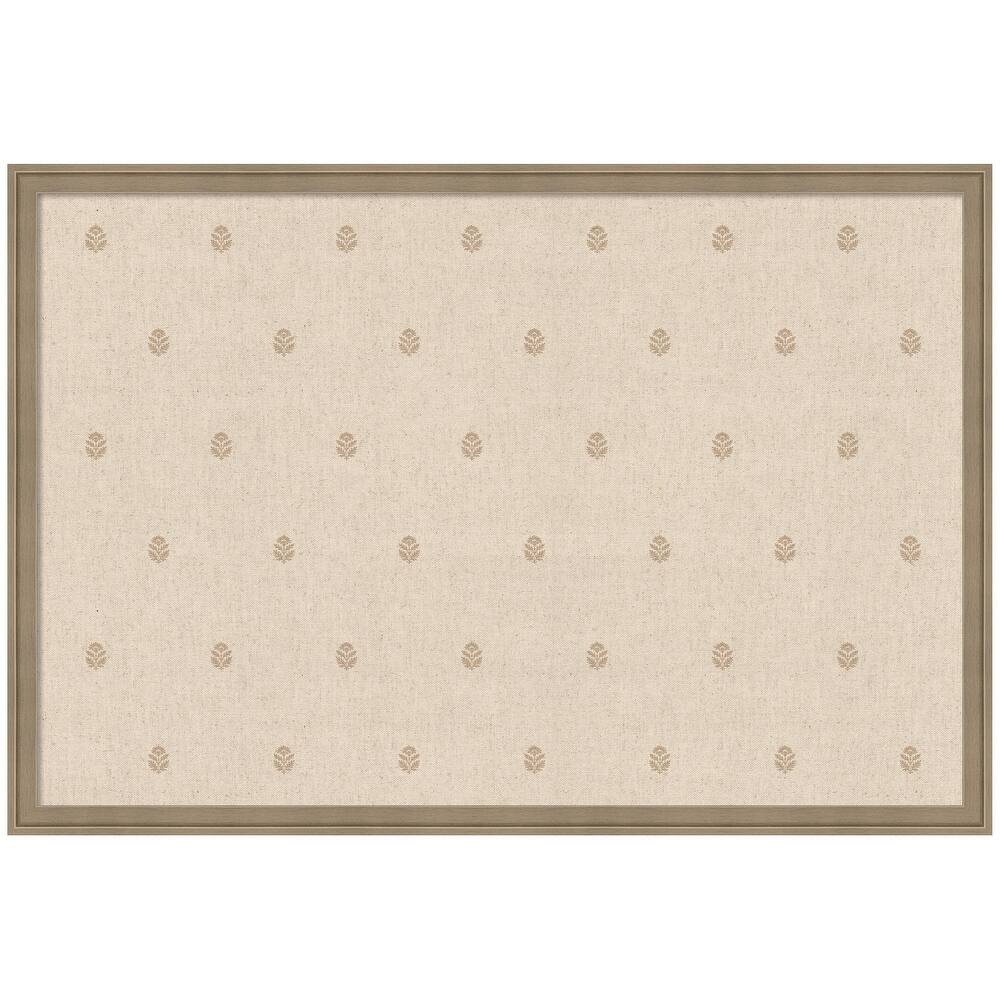Kate and Laurel Pinboard Beige Botanical Block Print