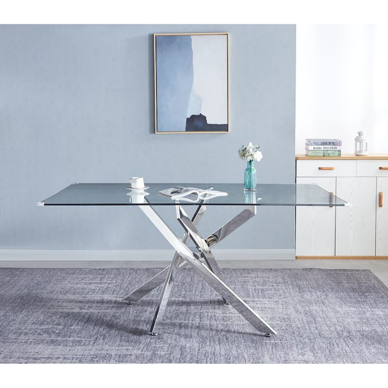 Rectangular Tempered Glass Dining table