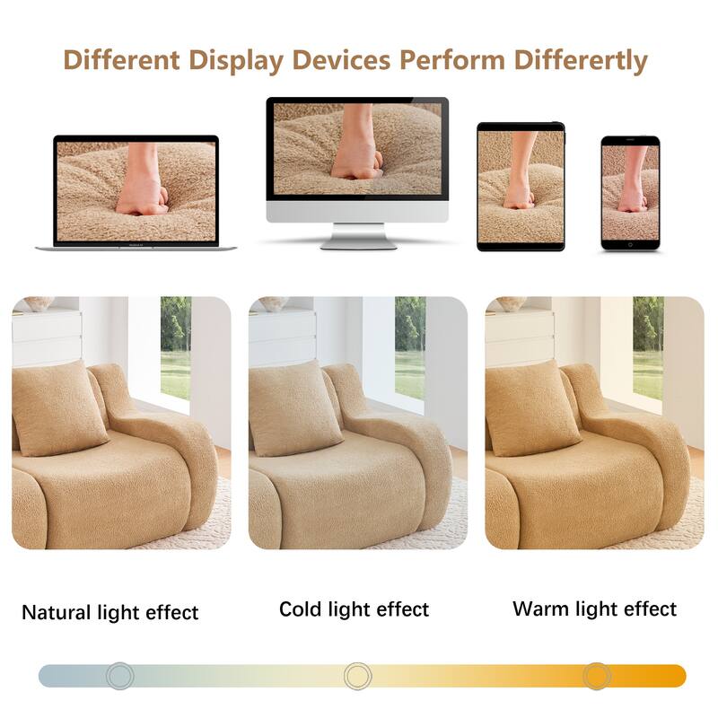 118" Modern U Shaped Modular Sectional Sofa, Boneless Couches for Living Room with Ottoman, 4 Seater Teddy Fabric Couch Sofa Set