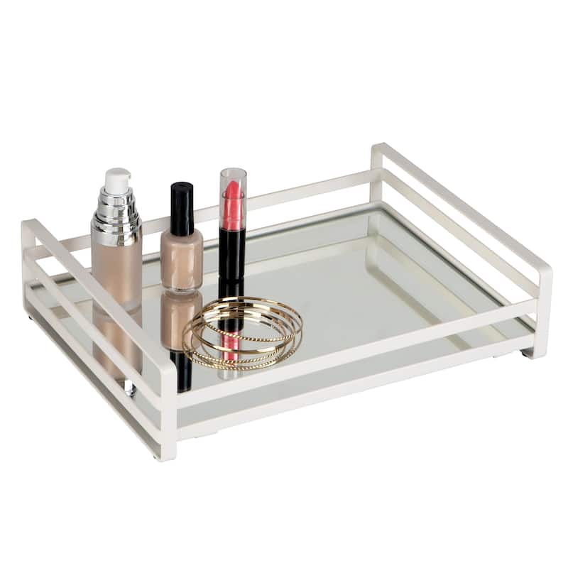 Home Details Flat Wired Rails Large Vanity Tray - Silver - 11.4"x 8.6"x 2.7"