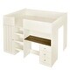 preview thumbnail 7 of 8, Full Size Loft Bed with Built-in Wardrobe, Desk,Shelves and Drawers, Beige