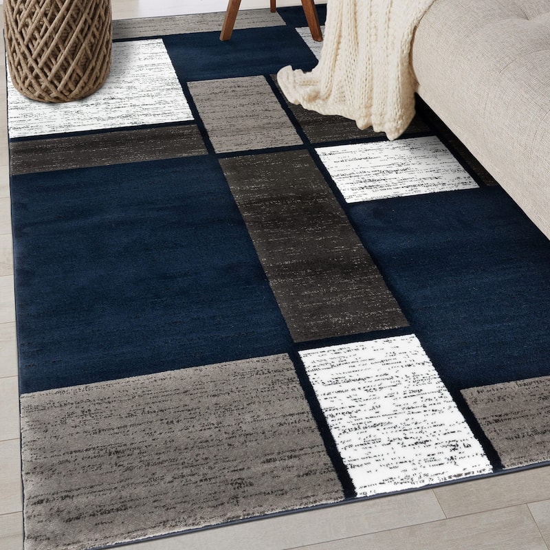 World Rug Gallery Contemporary Modern Boxed Color Block Area Rug