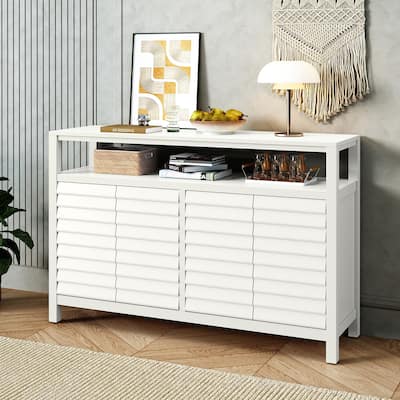Modern Storage Cabinet, 4 Door Organizer with Adjustable Shelves