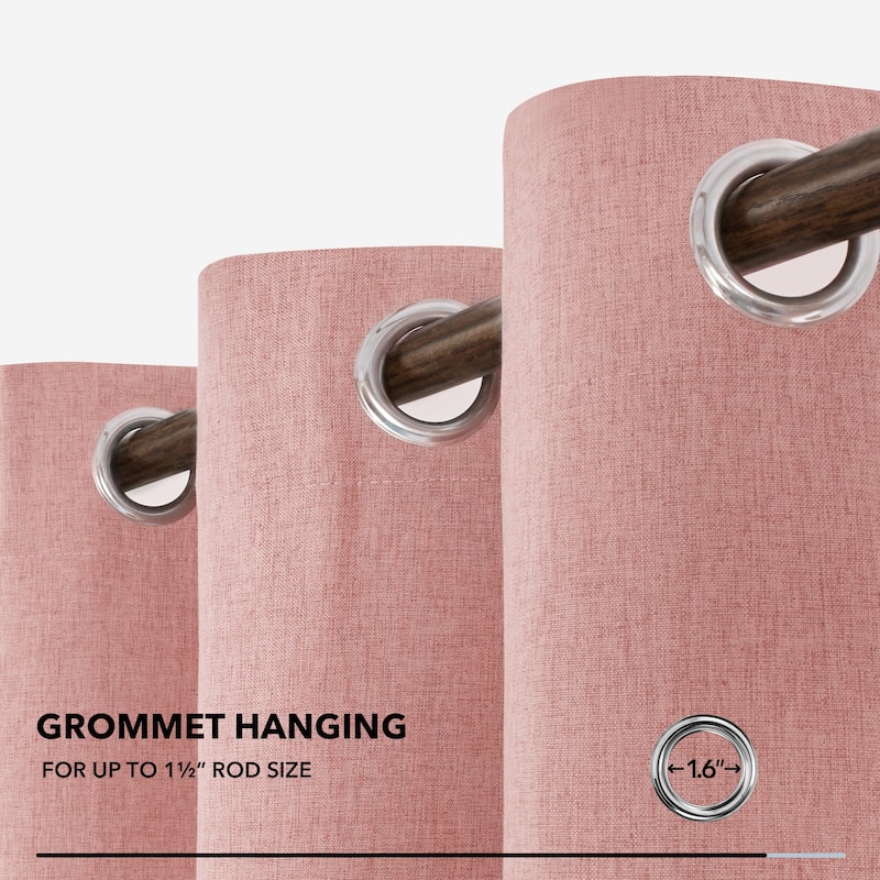 Deconovo Faux Linen Total Blackout Grommet Curtain (2 Panels)
