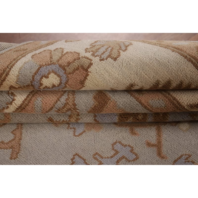 Gray Oushak Indian Area Rug Handmade Wool Carpet - 9'0"x 11'7"