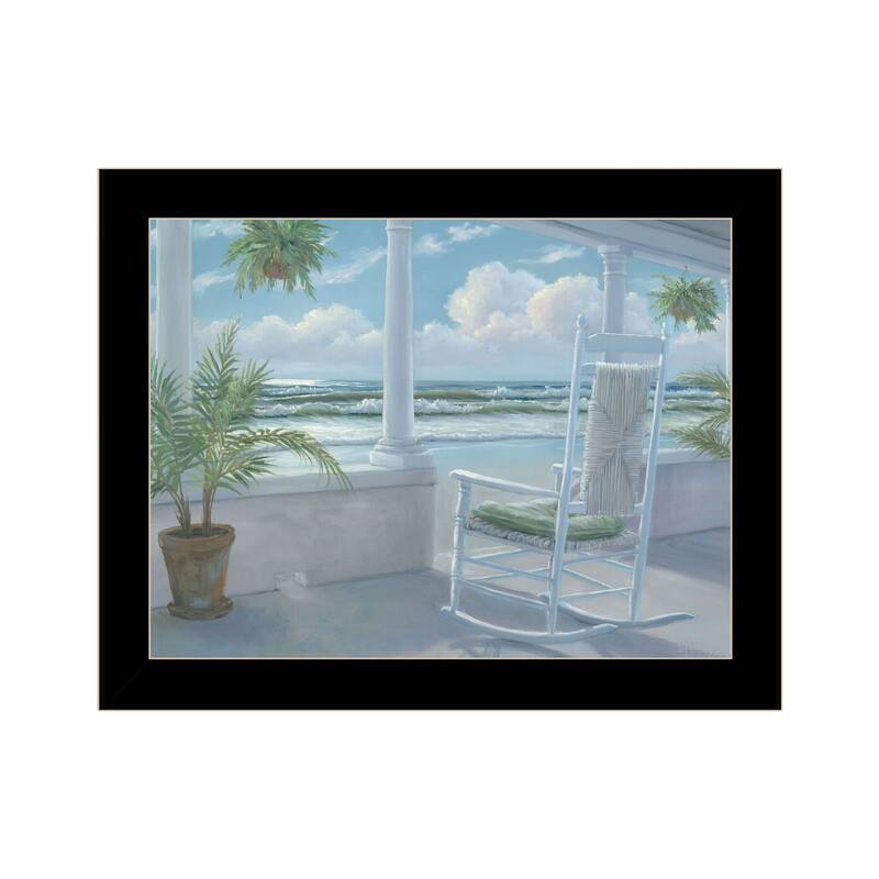 TrendyDecor4U Coastal "Coastal Porch I" Framed Print Wall Art - Black