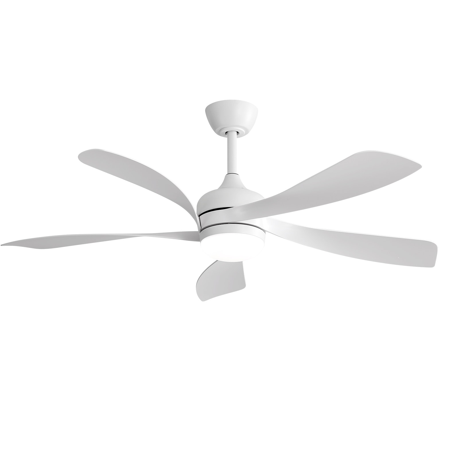 45 Inch / 52 Inch White Ceiling Fan with Dimmable LED Light and Remote, 6-Speed Reversible DC Motor, ABS Blades