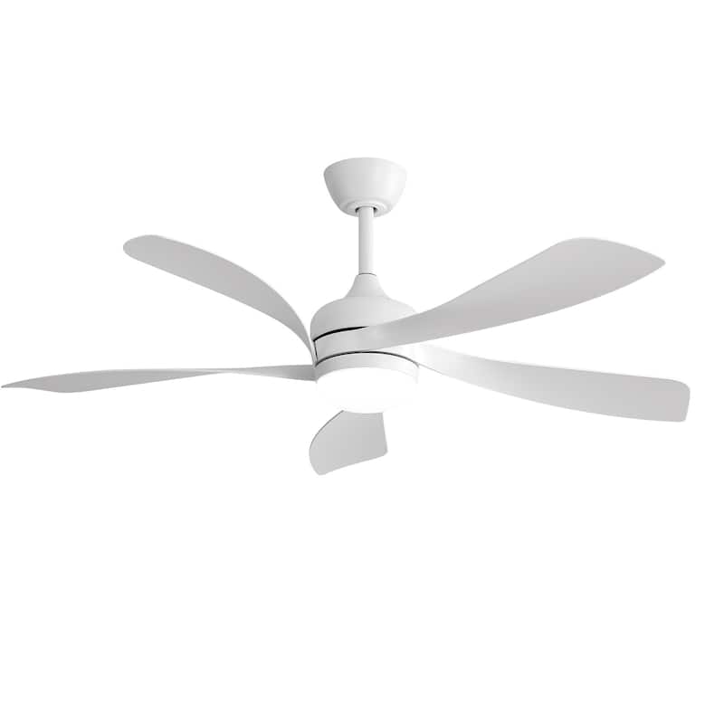 45 Inch / 52 Inch White Ceiling Fan with Dimmable LED Light and Remote, 6-Speed Reversible DC Motor, ABS Blades - 52 Inch With Remote Control - White With White ABS Blades
