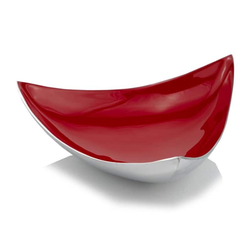HomeRoots 14" Silver And Red Triangular Bowl - Red