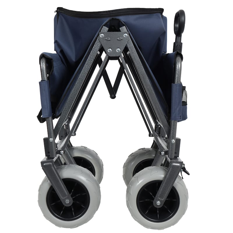 3-in-1 Folding Wagon with Bench Seat - 500lbs Capacity, 9"x4" Beach Tires for Camping & Beach