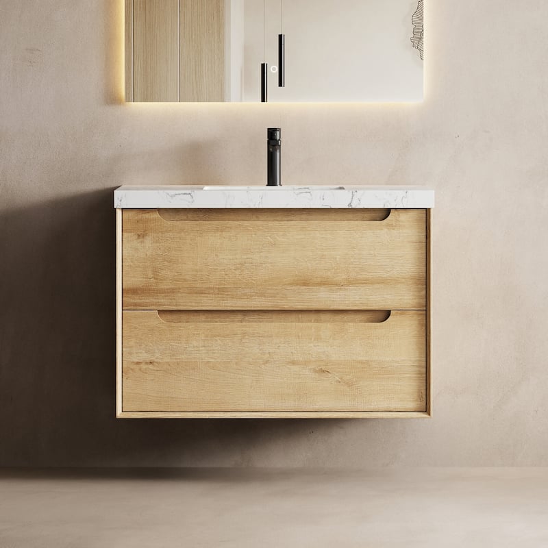 Prismis 36" 48" Wall-Mount Premium Bathroom Vanity with Upgraded Top