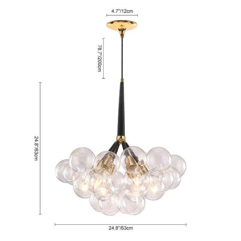 Contemporary Clear Glass Globe Bubble Chandelier