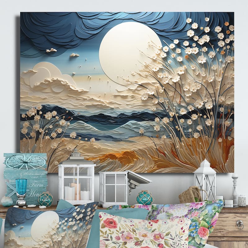 Designart "Clouds Prairies Collages VI" Modern Metal Wall Art