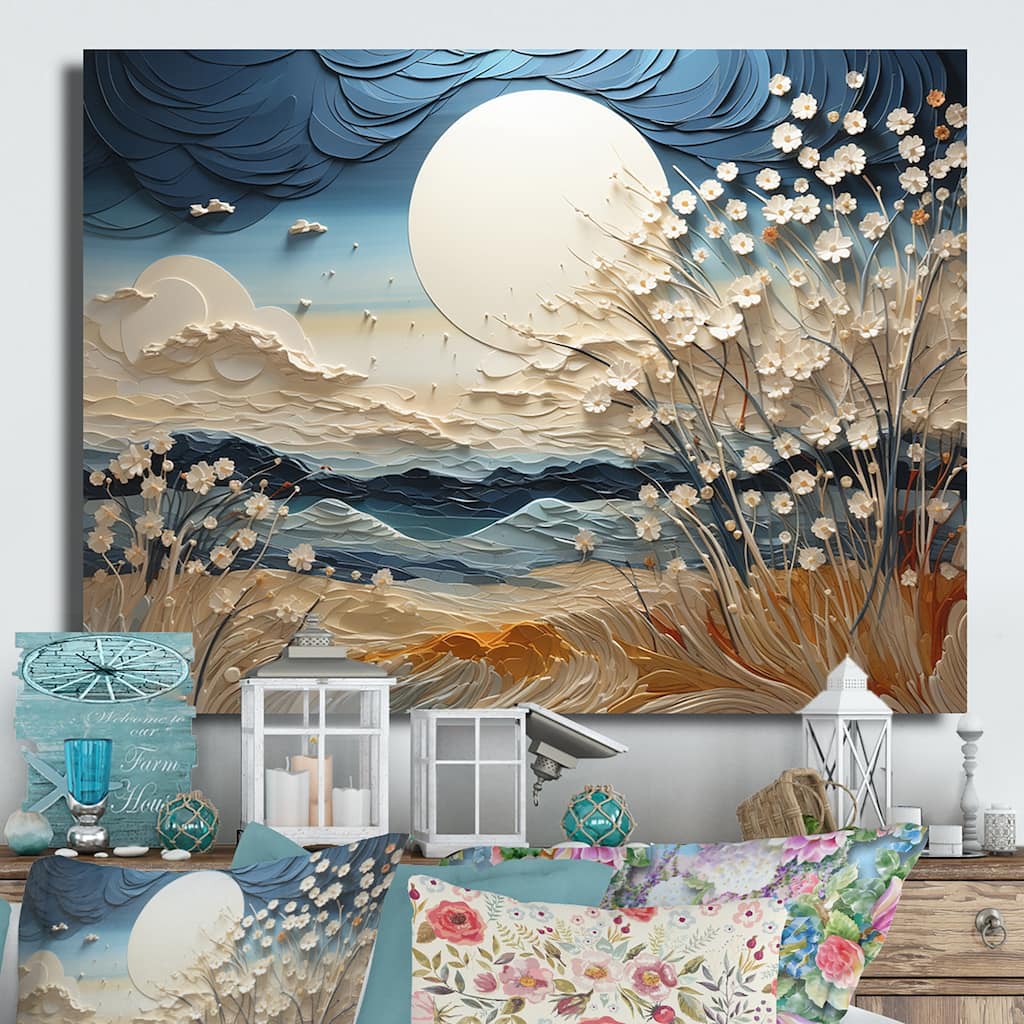 Designart "Clouds Prairies Collages VI" Modern Metal Wall Art