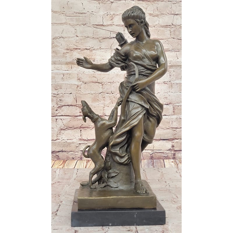 Artemis Diana The Huntress Bronze Sculpture – Graceful Clical Goddess With Hound