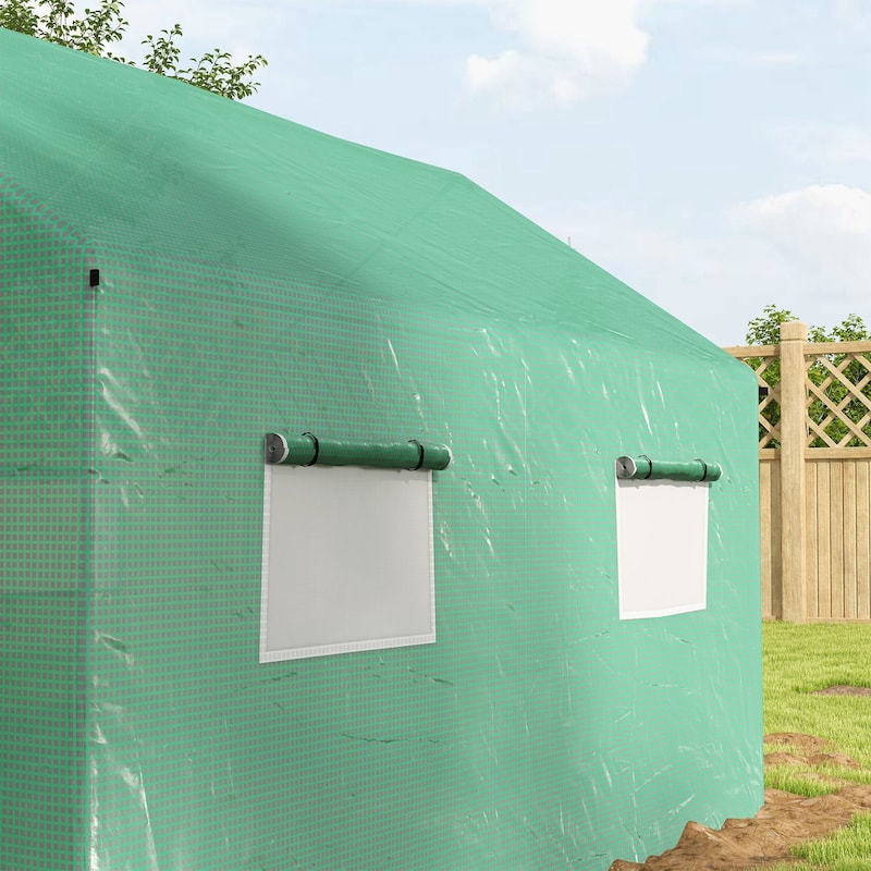 Tunnel Greenhouse with UV-resistant PE Cover, 6.6' x 10'