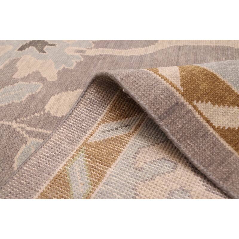 ECARPETGALLERY Hand-knotted Modern Oushak Dark Grey Wool Rug - 9'0 x 11'10