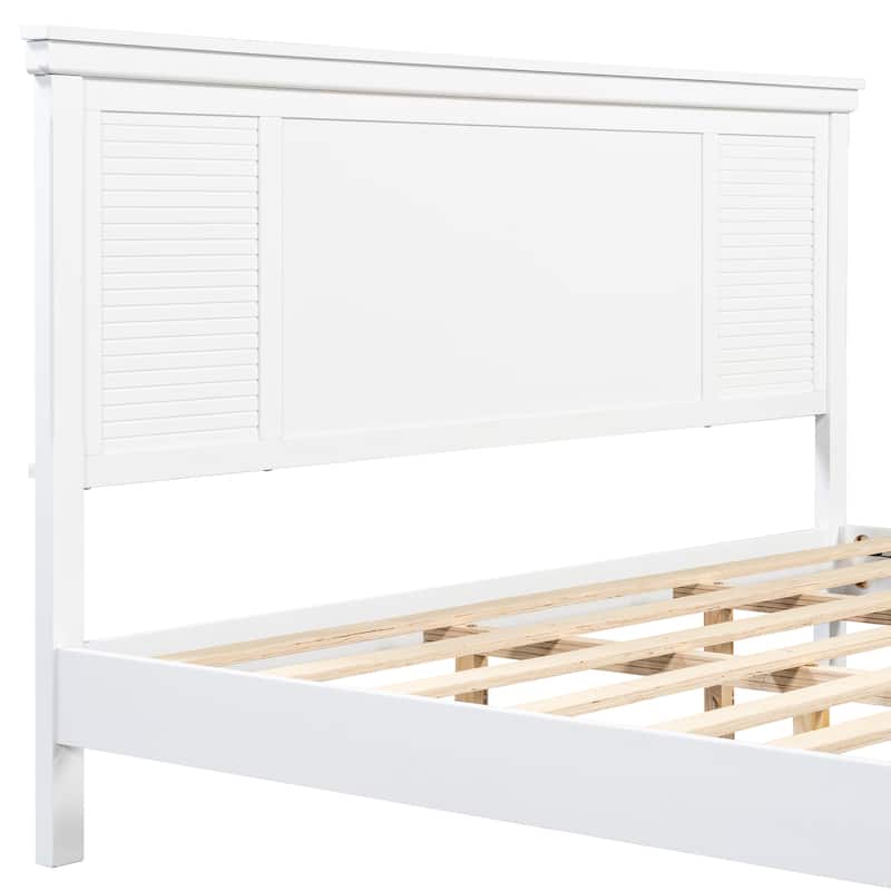 Christopher Knight Home - Elsa Elegant White Solid Wood Platform Bed with Farmhouse Style