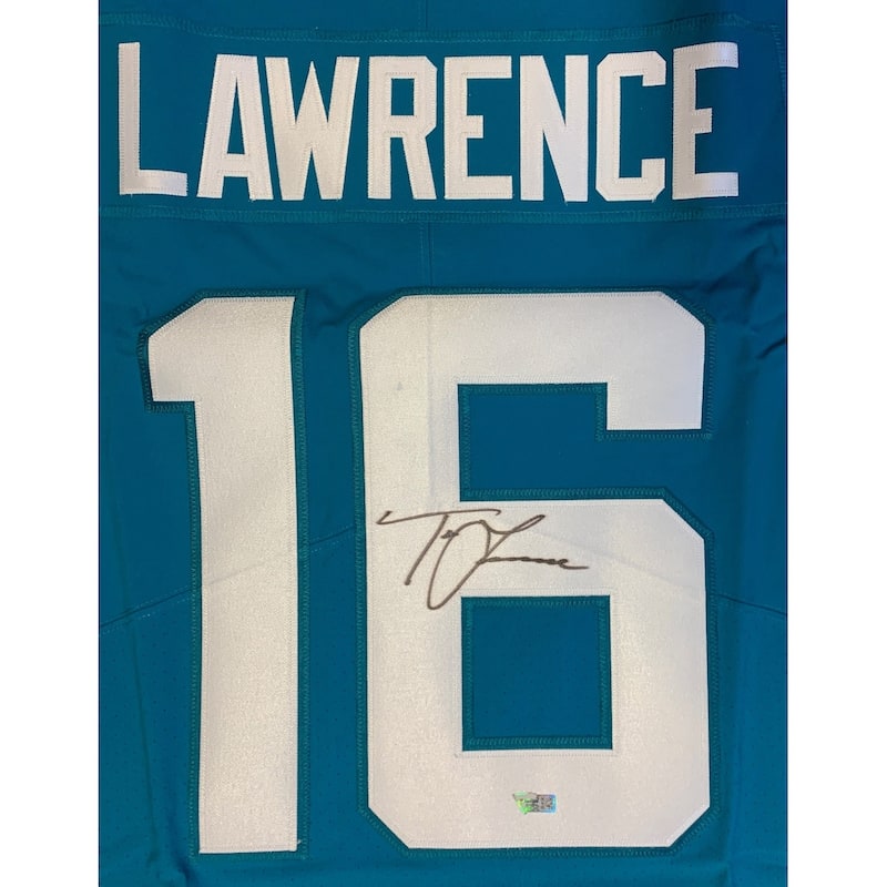 Trevor Lawrence Autographed Jacksonville Jaguars Signed Nike Elite Football Teal Jersey Fanatics Authentic COA - 8'6" x 11'6"