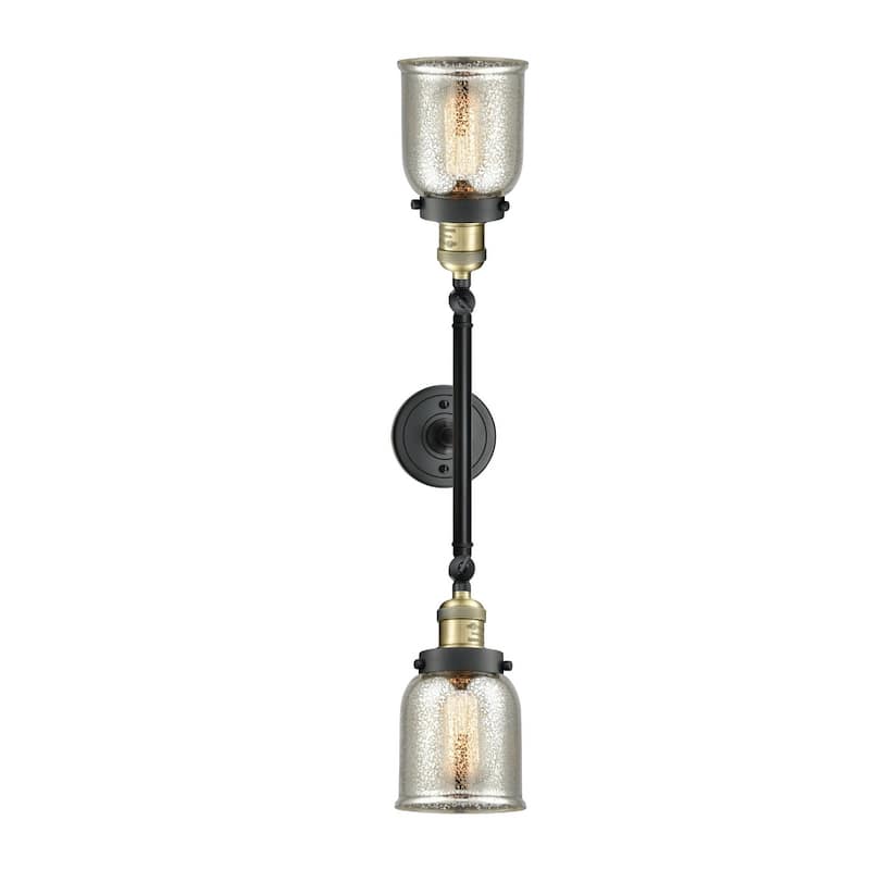 Innovations Lighting Small Bell 2 Light 23" Wide Bathroom Vanity Light - Black Antique Brass / Silver Plated Mercury