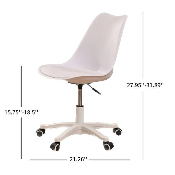 Office Chair with Pu Leather Soft Cushion, Ergonomic Small Computer Desk Chair with Wheels, Armless Swivel Task Chair - N/A