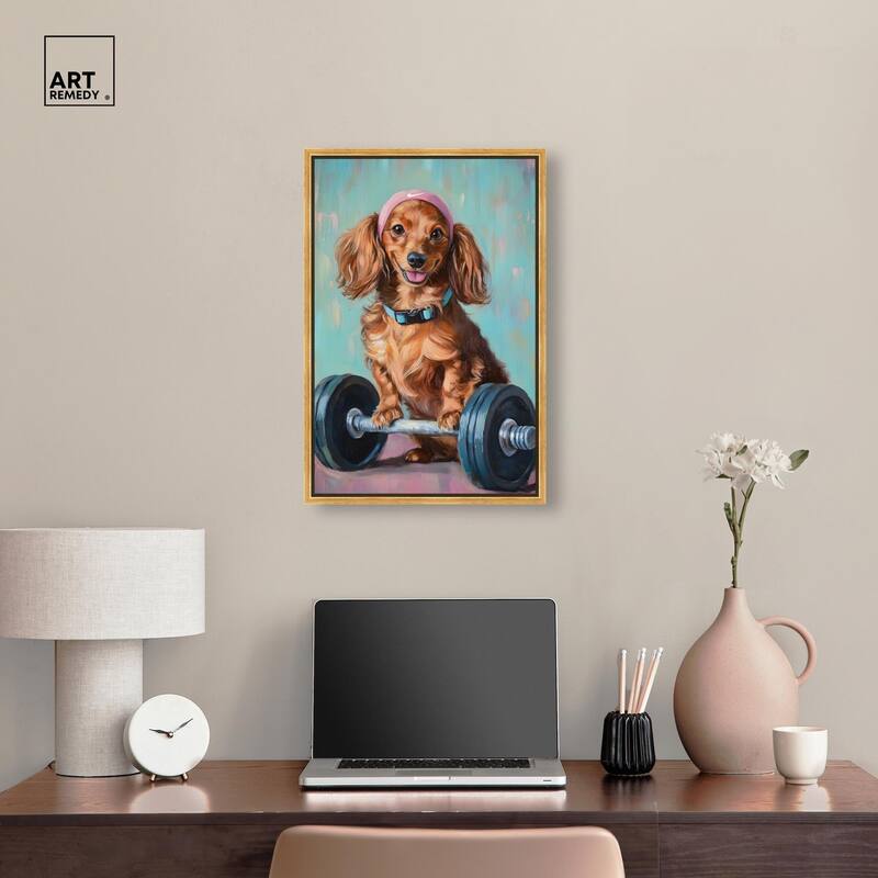 Cute Doxxie Work Out Canvas by Art Remedy