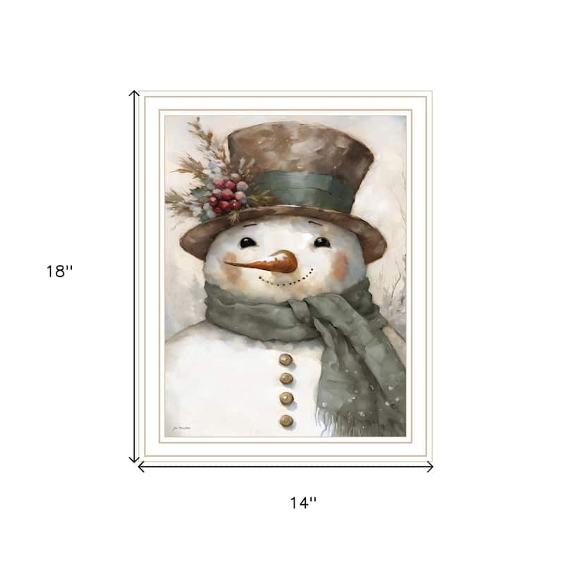 HomeRoots Old World Frosty The Snowman White Framed Wall Art
