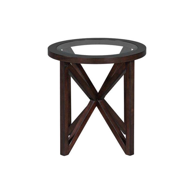 Modern Round Glass Coffee Table with Solid Wood Base - Tempered Glass Top for Living Room, Terrace, Study