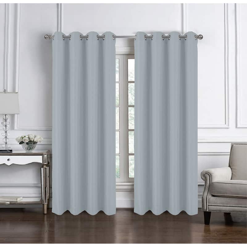 Cindy Textured Grommet Panel 105 Navy - Silver - 54" x 84"